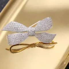ダイヤブローチ♡ リボンブローチ　プラチナコーディング