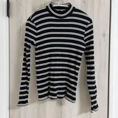 UNIQLO ボーダー　ハイネック 長袖トップス ネイビー　ホワイト