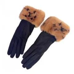 ルイヴィトン コンリゾン・モノグラム ミンク100％×スエード グローブ 手袋