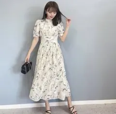 An MILLE アンミール ハイウエストプリーツワンピース