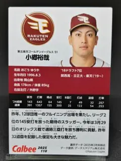 小郷裕哉 楽天イーグルス プロ野球チップス2025 第2弾