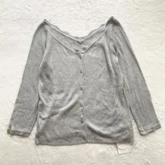 ☆タグ付き☆ViS ヴィス リブニット Vネック カーディガン 長袖 グレーのサムネイル