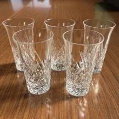 <HOYA> クリスタルガラス製 カットデザイン アルコールグラス 5個