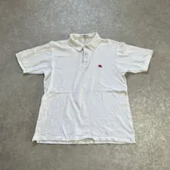 英国製 Burberrys　半袖ポロシャツ ノバチェック  ホースロゴ刺繍 　白