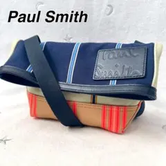 ポールスミス　ストライプ　ミニショルダーバッグ　ポシェット　ネイビー　現行