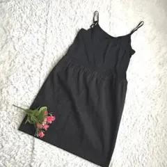 【刺繍】【花柄】【LL】ブラック　キャミソールワンピース