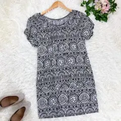 【Bou Jeloud】 F 総柄ひざ丈ワンピース　半袖　韓国産　チュニック