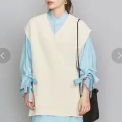 UNITEDARROWS コットン アゼ オーバー ニット ベスト アイボリー