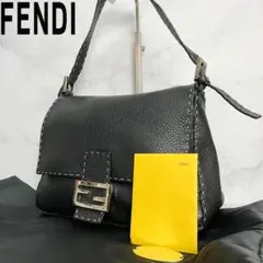 【極美品】FENDI★セレリア マンマバケット シボ革 ステッチ ワンショルダー