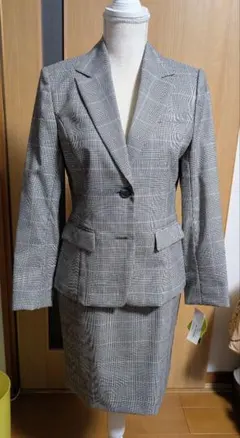 ★美品★ビジネススーツ チェック柄 スカートスーツ サイズ9