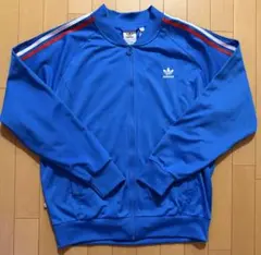 adidas 青 ジップアップジャケット