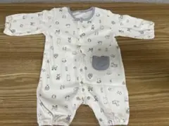 【美品】ベビー服 ポケット付きロンパース 可愛いイラスト多数 白色 60~70