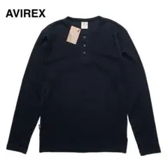 ☆未使用 アヴィレックス ヘンリーネック カットソー 長袖 Tシャツ 黒 ロンT