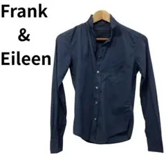 フランクアンドアイリーン　スモーキーブルー　長袖胸開きシャツ　小さいめ胸ポケット