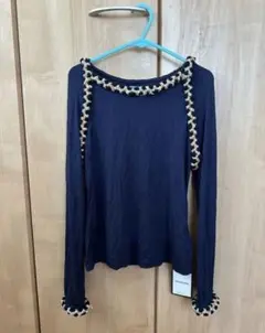 レディース 長袖インナー ネイビー Lサイズ