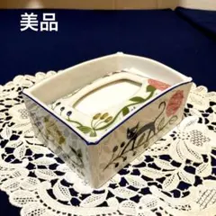 〔シンジカトウ〕可愛い猫と花のデザイン ボックスティッシュボックス〔未使用〕