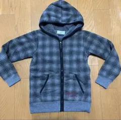 チェック柄 ジップアップパーカー グレー 120cm