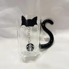 スタバ)ハロウィン2025黒猫耐熱グラスマグ296ml