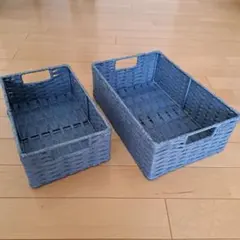 バスケット　小物入れ　かご　青系