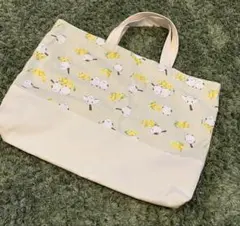 レッスンバッグ　シマエナガ×アイボリー