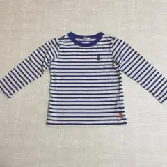 double.B 長袖カットソー ネイビーボーダー　ベア刺繍　110cm