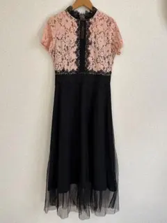 チュールワンピース パーティードレス 刺繍 ウエスト切替