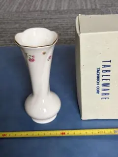 たち吉 花瓶 フラワーベース 一輪挿し 花柄 金彩 陶器 箱付き