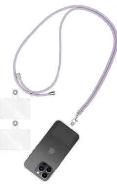 スマホストラップ 携帯ストラップ, ネックストラップ1本+透明ストラップホルダー