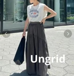 Ungrid　ギャザーデザインスカート　チャコールグレー　フリーサイズのサムネイル