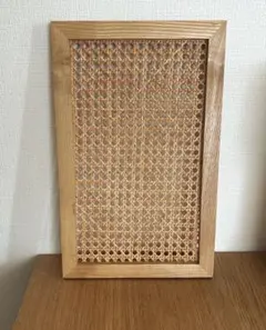 【美品】ウッド ラタン トレイ　北欧のサムネイル