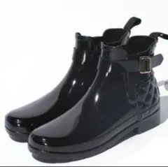 ハンター　長靴　ブラックラバーショートブーツ サイドバックル付き