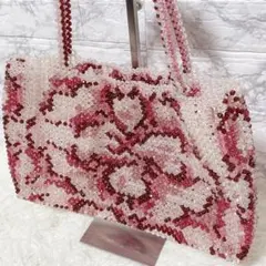 アンテプリマ ビーズ ハンドバッグ ワイヤー ピンク 花柄 クローバー柄