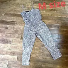 ☆M 紺 サロペット 綿 ナイロン 花柄 春夏 オールインワン キャミ ☆