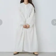 リブラキュー　バルーンスリーブジャガードコットンワンピース