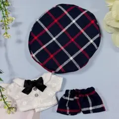 【10センチぬい サイズ】チェックのお洋服セットA【ぬい服】309