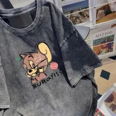 レディース トムとジェリー プリント 半袖 ウォッシュド Tシャツ