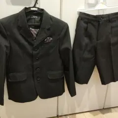 ZAK 130 男の子　黒ストライプ　フォーマルスーツ　ジャケット　パンツセット