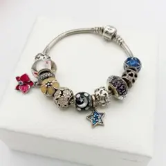 パンドラPANDORA ブレスレッドビジューチャーム銀製925 シルバーブルー