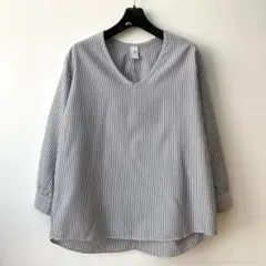 no control air ブルーストライプの長袖シャツ