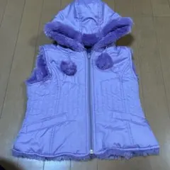 紫色 フード付き中綿ベスト