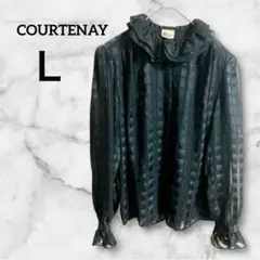COURTENAY 【Ｌ】フリル襟 長袖ブラウス ブラック