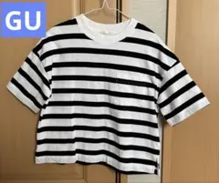 GU 白黒ストライプ 半袖Tシャツ 【S】