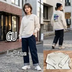 GU レディース 長袖 バックプリントTシャツ Lサイズ