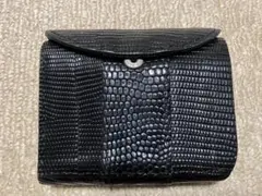 ブラックレザー長財布 クロコダイル風デザイン