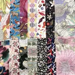 リバティプリント　タナローン　はぎれ約20㎝×20㎝　14枚セット