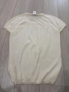 CELINE セリーヌ カシミヤ100% 半袖ニット アイボリー Lのサムネイル