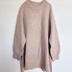 C・O・L・Z・A コルザ サイドリボン ケーブルニット チュニック ピンク S