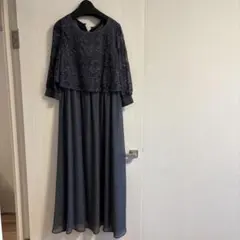 グレー レース付き結婚式参列ドレス