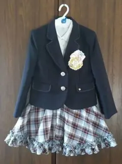 130ELLEフォーマルジャケットシャツチェック柄スカートセット卒園式入学式水色