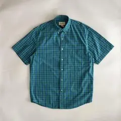 短丈L相当 90s 白タグ エディーバウアー コットン 半袖チェックシャツのサムネイル